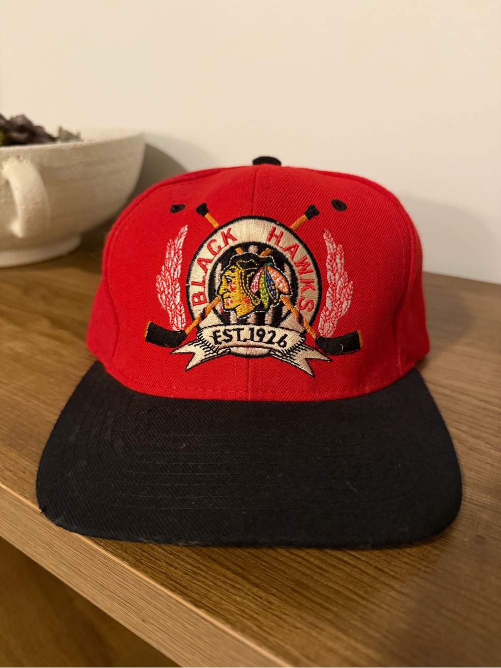 Chicago Blackhawks Red & Black Snapback Hat